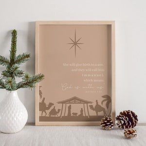 God is met ons Citaat, Kerststal Afdrukbaar, Kerst citaat, Christelijke Wall Art, Kerst Bijbel Vers, Kerstmis Home Decor, Immanuel