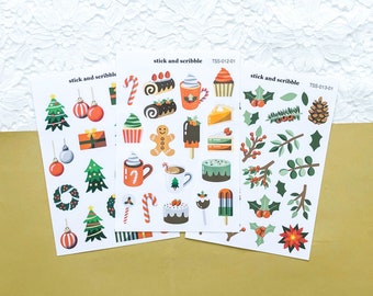 BUNDLE: Christmas Sticker Sheets (x3) | christmas stickers, christmas gift ideas, bullet journal stickers, winter sticker sheet