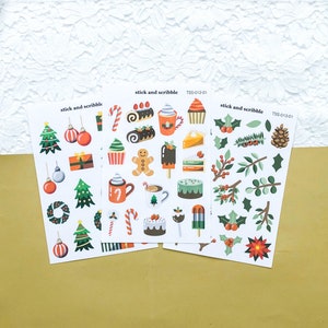 BUNDLE: Christmas Sticker Sheets (x3) | christmas stickers, christmas gift ideas, bullet journal stickers, winter sticker sheet