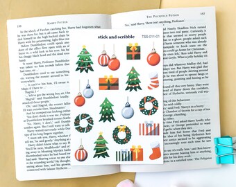 Christmas Decorations Sticker Sheet | christmas sticker sheet, winter sticker sheet, bullet journal sticker sheet, scrapbook sticker sheet