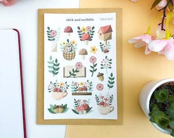 Klistermärkesark med trädgårdsvibbar | bullet journal-klistermärken, planner-klistermärken, scrapbook-klistermärken, cottagecore-klistermärken, trädgårdsklistermärken, klistermärken