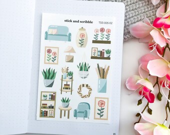 Home Decor Sticker Sheet | bullet journal stickers, planner stickers, scrapbook stickers, cute stickers, decorative stickers