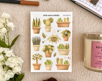 Stickervel potplanten | bulletjournalstickers, plantstickers, dagboekstickers, leuke stickers, plannerstickers