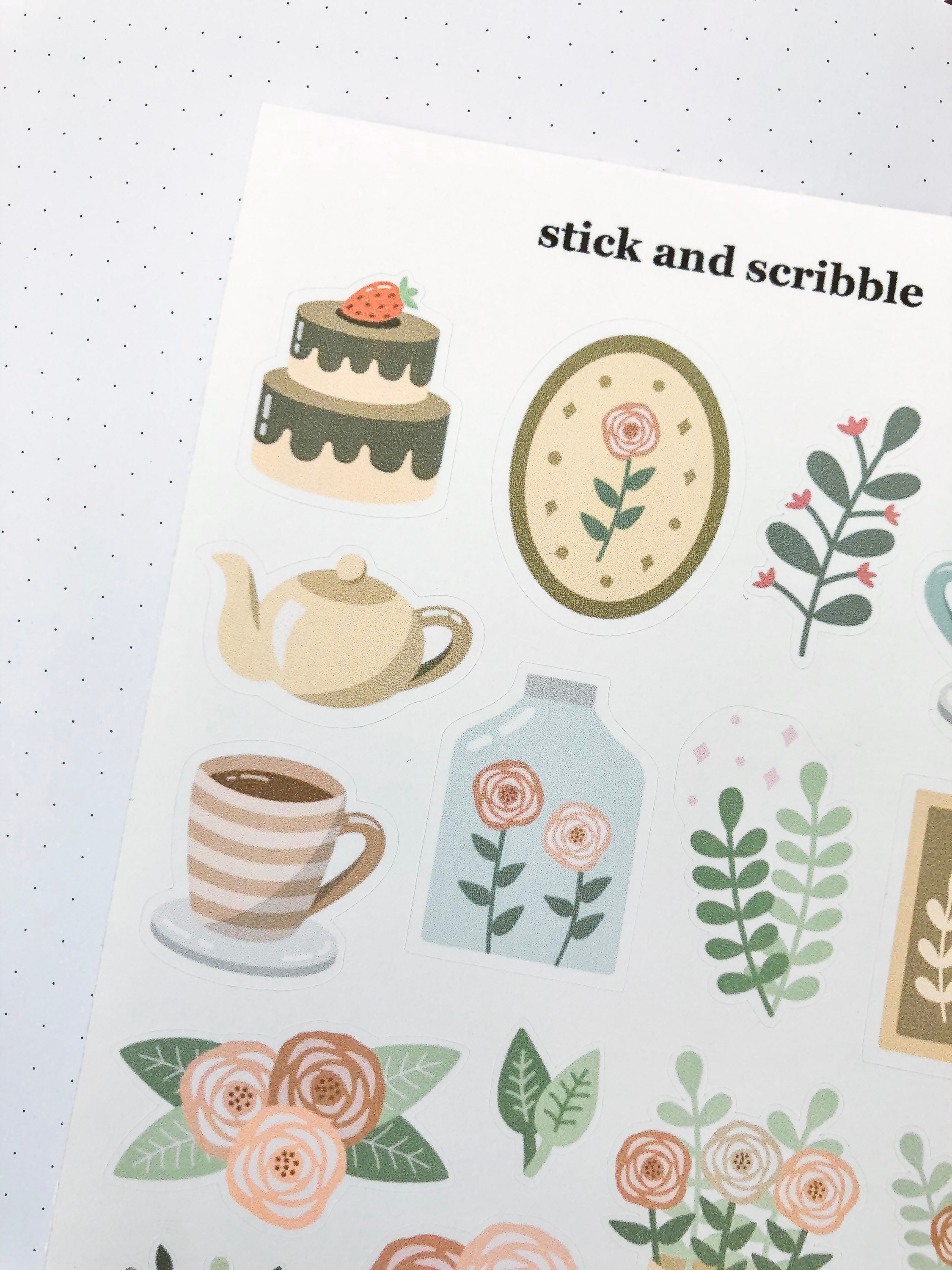 Cozy Tea Party Sticker Sheet | Bullet Journal Stickers, Planner ...
