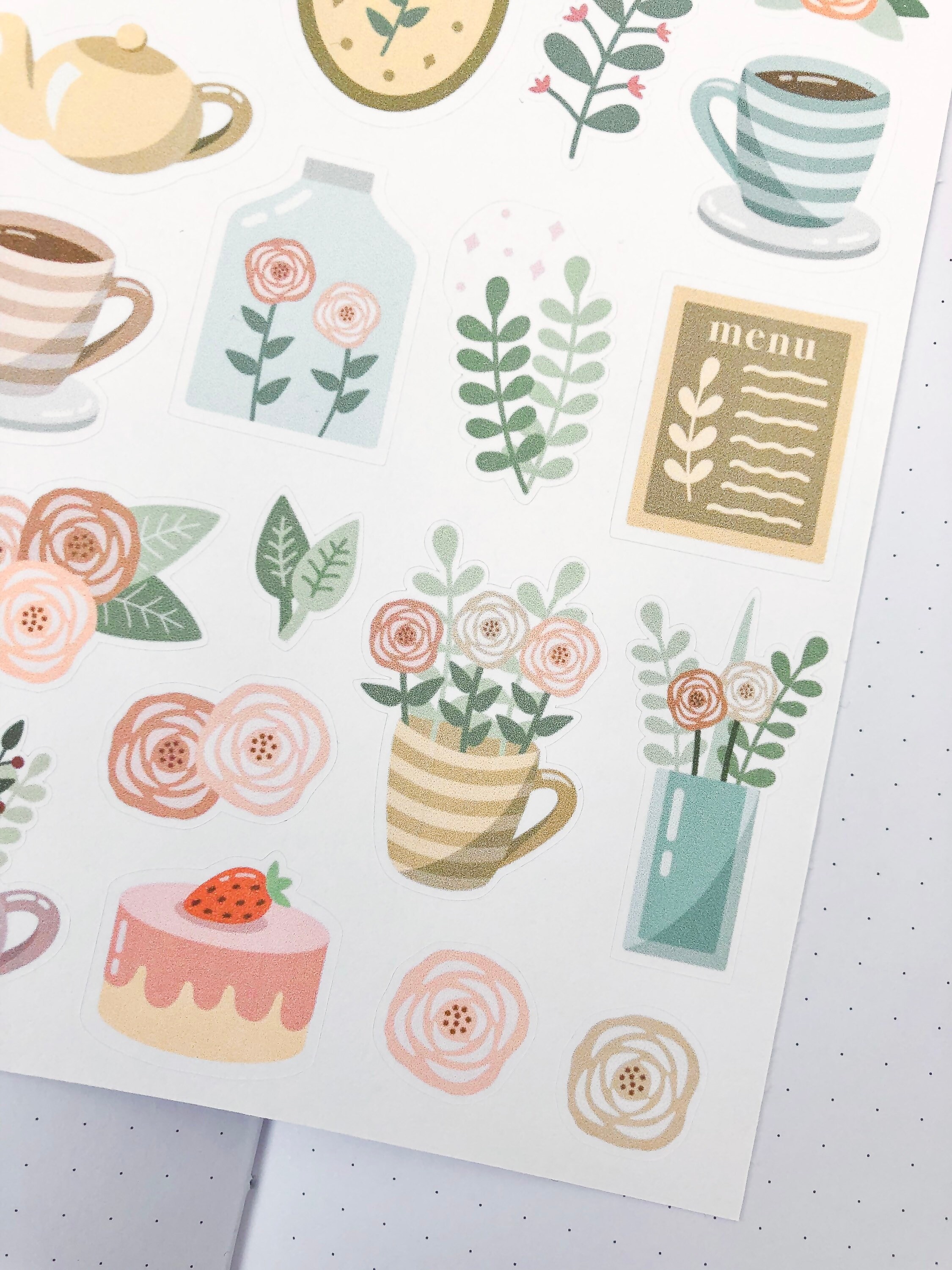 Cozy Tea Party Sticker Sheet | Bullet Journal Stickers, Planner ...