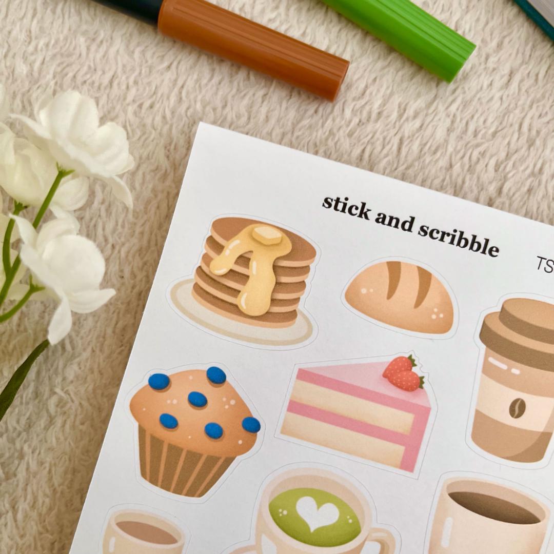 Cafe Sticker Sheet | Bullet Journal Stickers, Planner Stickers, Cafe ...