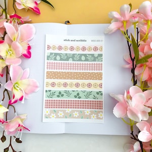 Floral Washi Sticker Sheet | bullet journal stickers, planner stickers, cottagecore stickers, flower stickers, valentine&#39;s day stickers