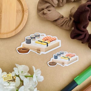 Sushi Platter Die Cut Sticker | food stickers, sushi stickers, waterproof stickers, laptop stickers, waterbottle stickers, cute food sticker
