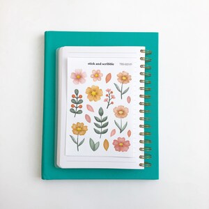 Watercolour Florals Sticker Sheet | bullet journal stickers, planner stickers, flower stickers, scrapbook stickers, watercolour stickers