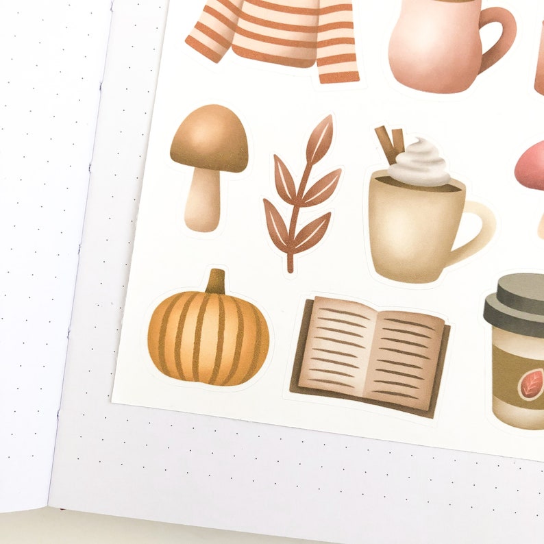 Cozy Autumn Day (version 1) Sticker Sheet | Bullet Journal Stickers ...