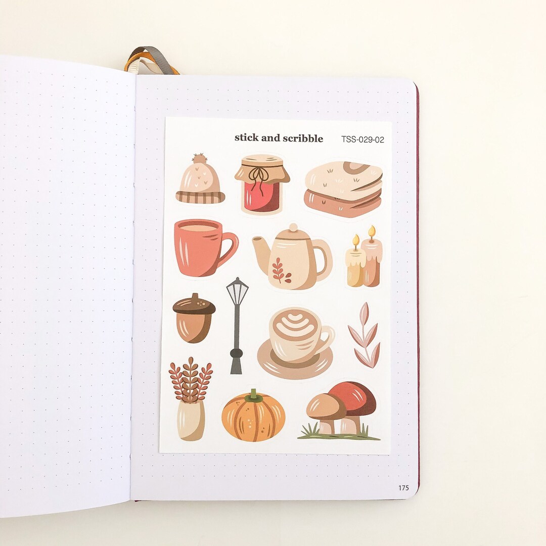 Cozy Autumn Day (version 2) Sticker Sheet | Bullet Journal Stickers ...