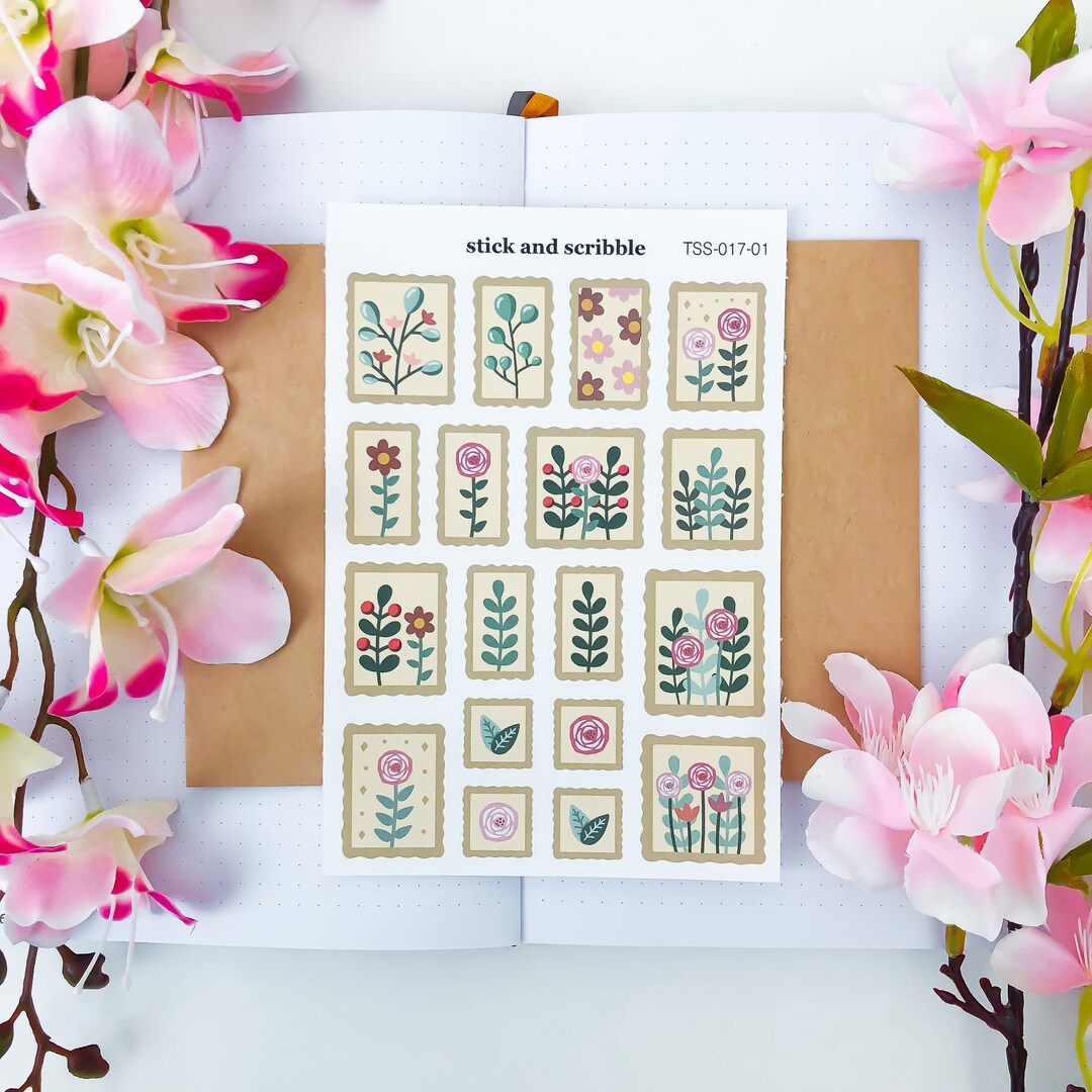 Floral Stamps Sticker Sheet | Bullet Journal Stickers, Planner Stickers ...