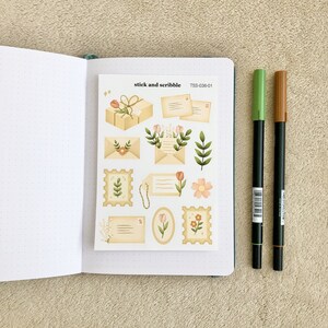 Hoja de pegatinas con una carta para ti / pegatinas para bullet journal, pegatinas para planificador, pegatinas para amigos por correspondencia, pegatinas para diario, pegatinas bonitas