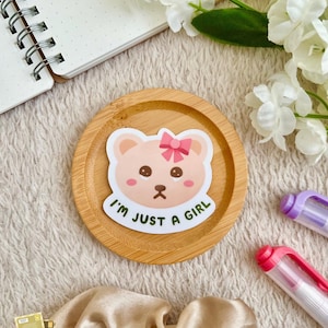 I&#39;m Just A Girl Die Cut Sticker | cute sticker, waterproof sticker, laptop sticker, die cut sticker, phone sticker, funny sticker
