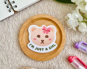 Je suis juste une fille sticker découpé | Autocollant mignon, autocollant imperméable, autocollant pour ordinateur portable, autocollant découpé, autocollant pour téléphone, autocollant amusant