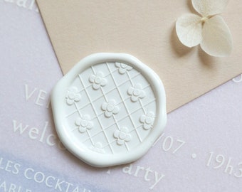 White Floral Wax Seals with Adhesive Backing- Set of 20 pcs