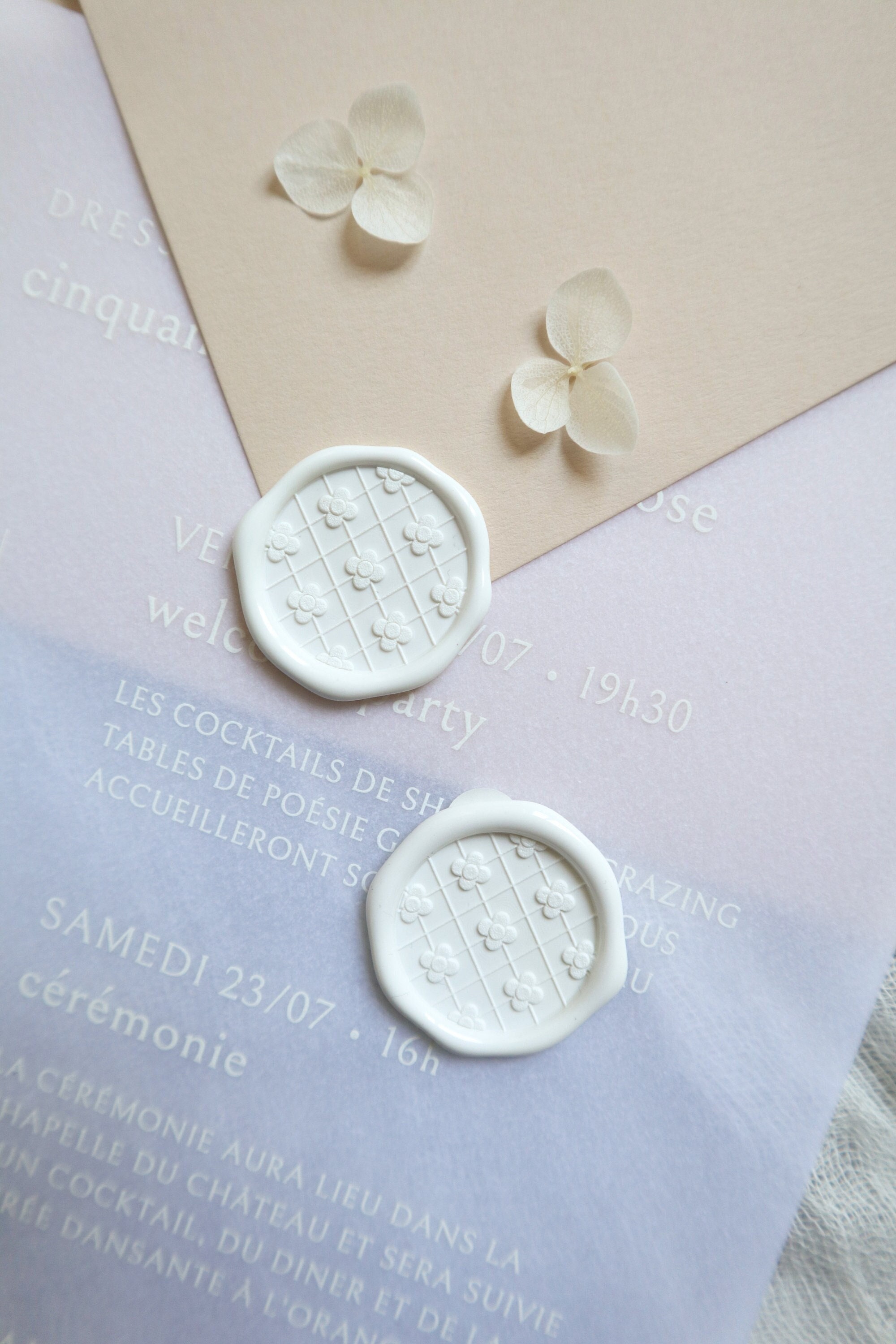 White Floral Wax Seals With Adhesive Backing Set of 20 Pcs Etsy Australia