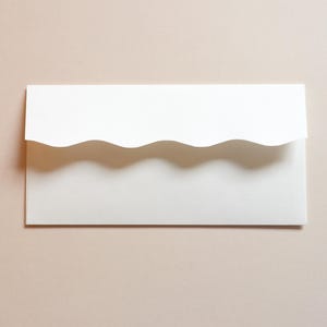 Longues Enveloppes Wavy (11 x 22cm) - Enveloppes Ivoires Rabat Vague - Enveloppes Forme Vague Invitations Mariage Faire-parts Naissance