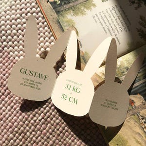 Faire-part naissance lapin, Faire-part naissance original, Faire-part guirlande de papier