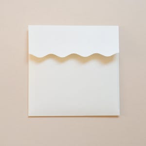 Wavy Square Envelope - Premium Envelope with Wavy Flap - Ivory Envelope for Wedding Invites Birth Announcement Save The Date