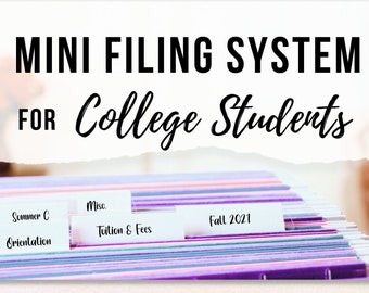 College Filing  System | Dorm Room Organization | School File Folder Labels | School Papers Organization | Dorm Room Ideas Organize