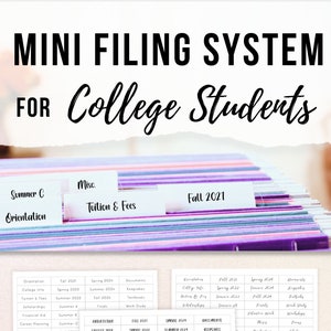 College Filing  System | Dorm Room Organization | School File Folder Labels | School Papers Organization | Dorm Room Ideas Organize