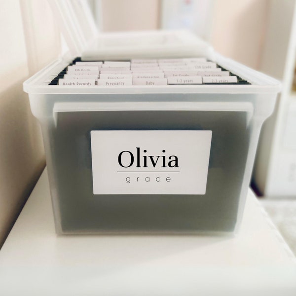 Milestone Tote Labels - School Memory Box Name Sticker and Folder Labels DIY Kit -Kids school memory box labels - School year memory kit