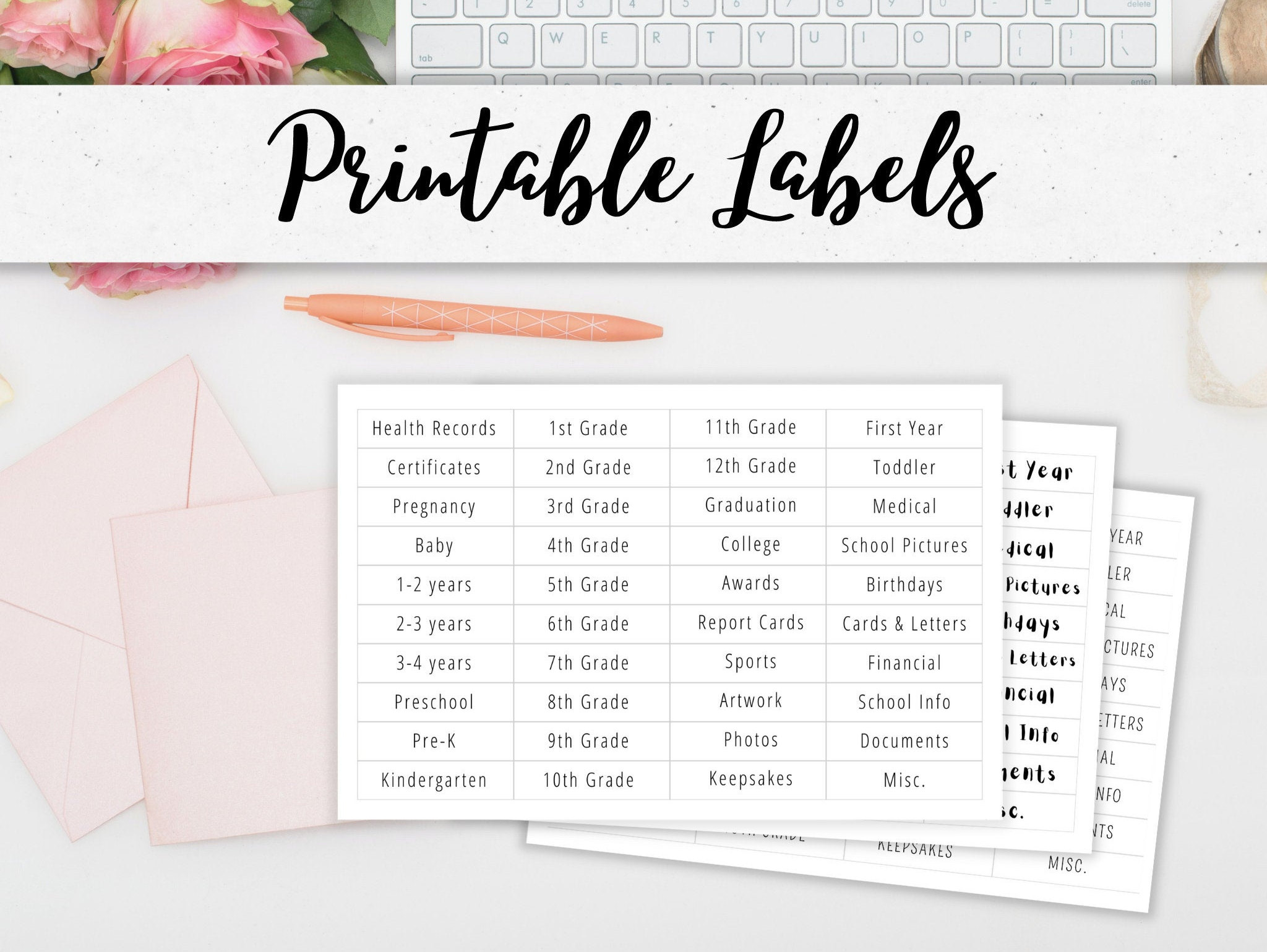 Paper & Cardstock File Tab Labels