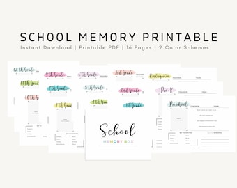 Druckbare Fragen für Kinderandenken - Schuldateispeicher PDF - Kindergedenkbox druckbar - DIY Kinderschulbox-Digitales PDF