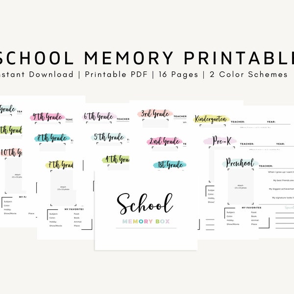Printable Kids Keepsake Interview Questions - School File Memory PDF - Kids Memory Box Printable- DIY Childrens School Box- Digital PDF