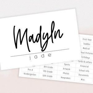 Printable Milestone Box Labels | Name Decal for School File box - Kids paper storage | DIY Milestone labels| School Memory Box DIGITAL PDF