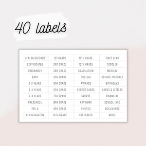 Printable Milestone tote Labels Instant Download School File Box Labels Kids DIY Memory Box Printable file tabs for School Box PDF image 2