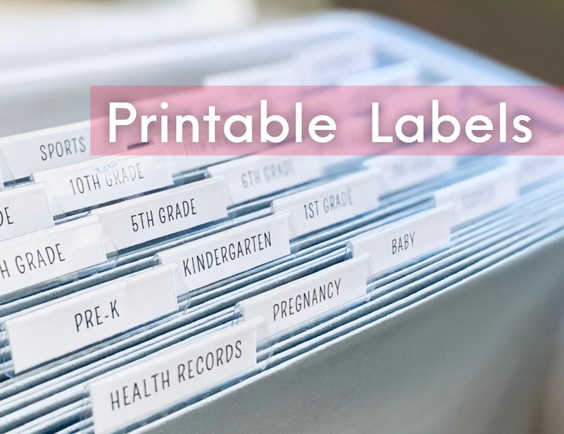 Printable Milestone tote Labels Instant Download School File Box Labels Kids DIY Memory Box Printable file tabs for School Box PDF image 1