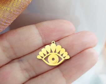 Sterling Silver Evil Eye Pendant: Laser Cut Good Luck Charm