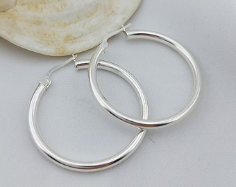 925 Sterling Silver Hoop Earring, Large Hoop Earring Set Hoop Earring Sterling Silver, Big Hoop Earrings, Silver Large Earring