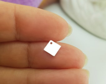 Etichette quadrate in argento sterling con stampa: ciondoli per la creazione di gioielli da 5 mm