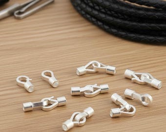 Embouts de cordon en argent sterling, Embout de cordon en argent 925 carats, Fermoir mousqueton pour accessoires de fabrication de bijoux, Embout de cordon pour collier bracelet