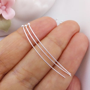 10 alfileres de cabeza esférica de plata de ley: accesorios para bisutería