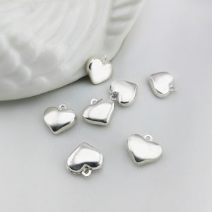 Sterling Silver 3D Heart Charm: Puffy Love Pendant