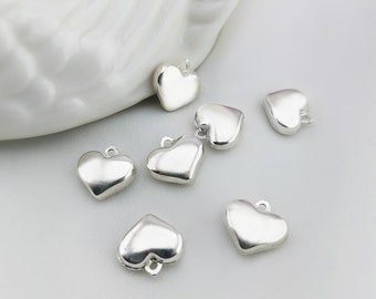 Breloque coeur 3D en argent sterling : pendentif amour gonflé