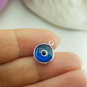 Hänge i sterlingsilver i blått Murano-stil: Lyckoberlock