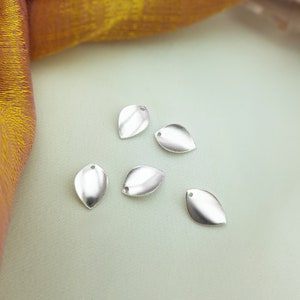 Silver Leaf Pendant , 925 Sterling Silver Leaf Charm Pendants with One Hole , Findings, Earrings, Sheets