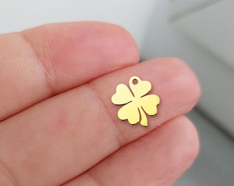 Sterling Silver Clover Charm: Laser Cut Jewelry Pendant (8mm)