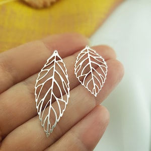 Sterling Silver Leaf Charms, 925 Silver Leaf Pendant, Jewelry Supplies for Woman