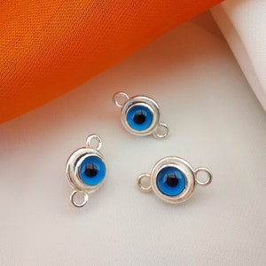 925 Sterling Silver Turkish Evil Eye Charm, Blue Murano Evil Eye, Good Luck and Protection Charm, Jewelry Making for Bracelets