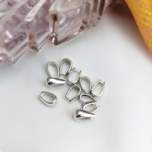 5 Pcs Sterling Silver Oval Pinch Bails: Jewelry Making Supplies