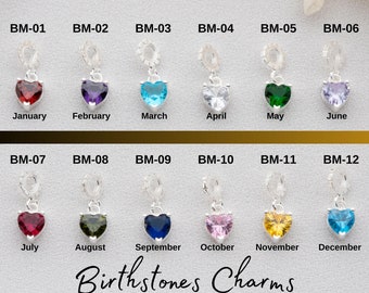 Customizable Heart Birthstone Charm, Unique Christmas Day Gifts, Cubic Heart Charms for Jewelry Making