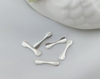 10 P. Sterling Silver Flat End Covers, 925 Silver Cover Ends, Flat End Caps, Clamshell Bead Tip, Fold Over Cover Ends, Small Crimp Over Ends