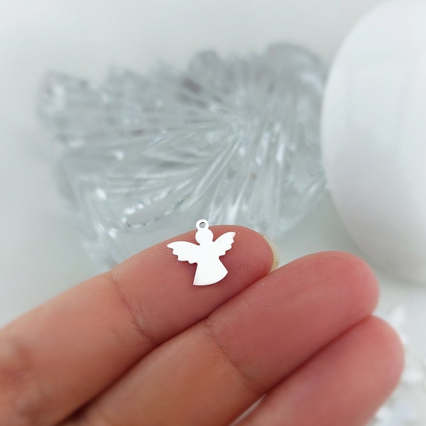 Sterling Silver Angel Charm, Tiny Angel Charm, Jewelry Making, Gift for Mom