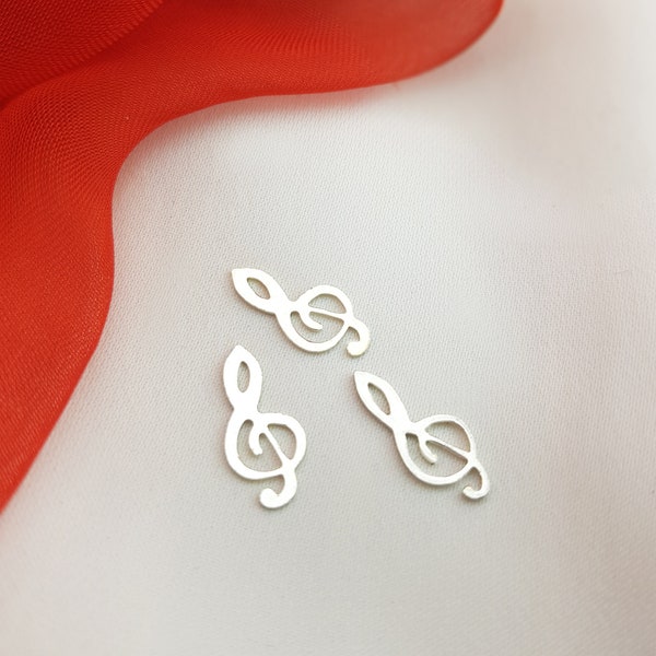 925 Sterling Silver Treble Clef Charm, 15mm Treble Clef Pendant, music charm 925 silver 1pc